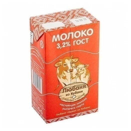 Молоко питьевое ультрапастеризованное "Любаня из Кубани" 3,2%  1л/12шт 
