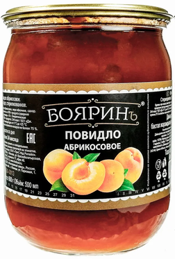 Повидло абрикосовое "Бояринъ" ст/б 600гр/8