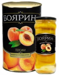 Персики половинки в лёгком сиропе "Бояринъ" ж/б 850мл/12